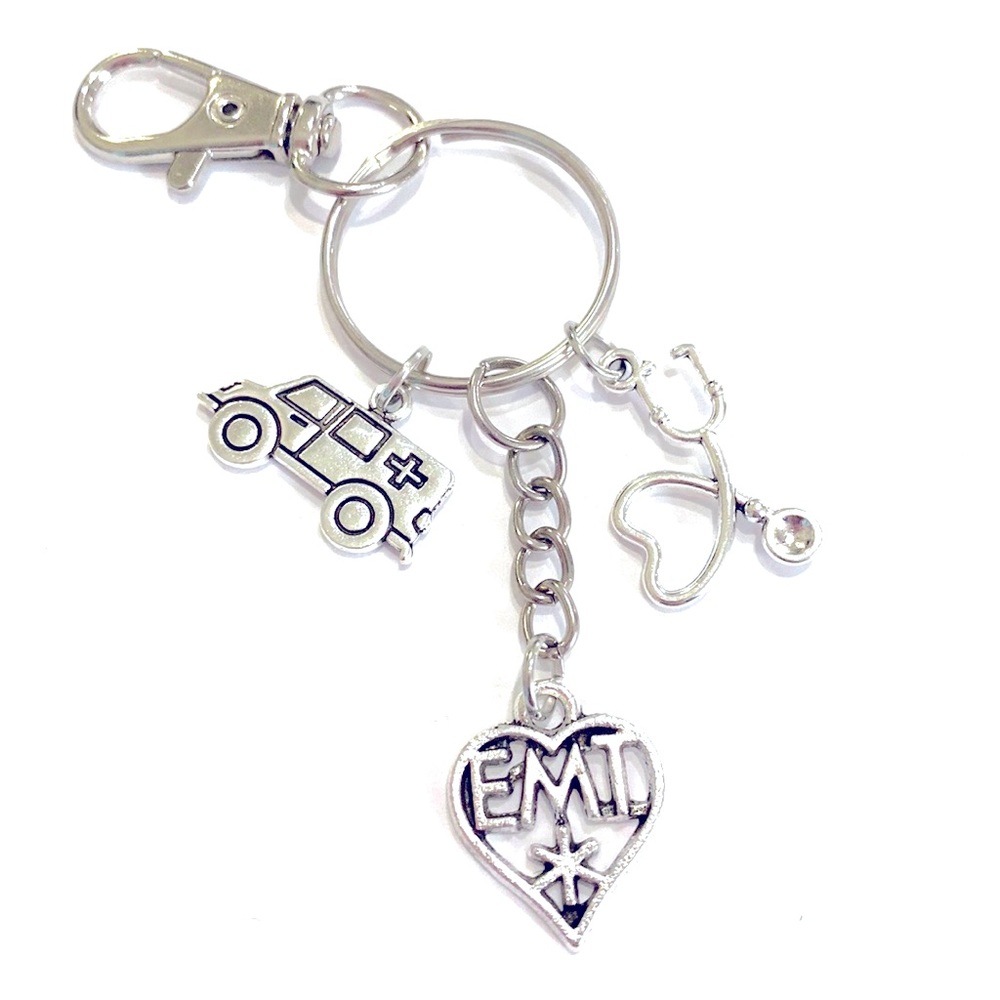 EMT Keychain Purse Charm Ambulance Gift - Picture 2 of 6